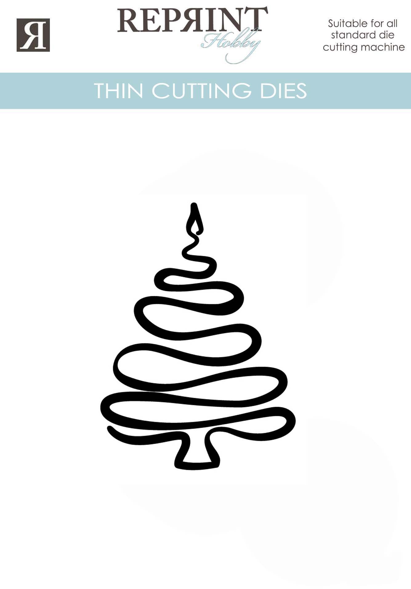 NYHET! Dies - Reprint -juletre med skygge - 77x60 mm