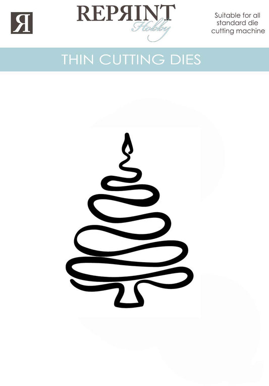 NYHET! Dies - Reprint -juletre med skygge - 77x60 mm