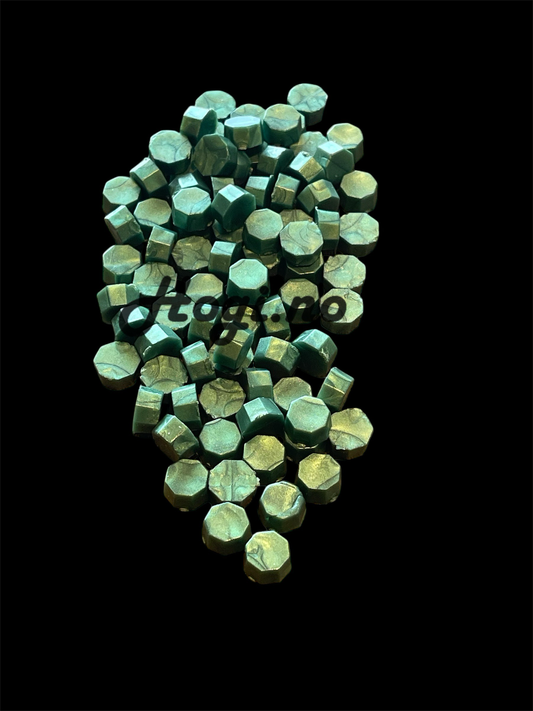 Wax octagon grønn metallic - til bruk med lakksegl/ lakkstempel