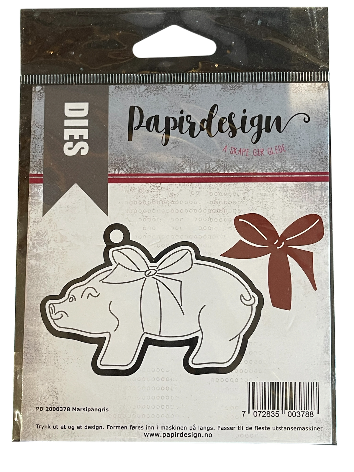 Papirdesign dies - Marsipangris m/sløyfe og skyggedie
