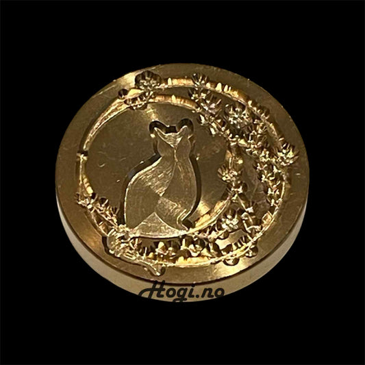 Lakkstempel- wax sealing coin- katt i blomsterkrans Ø:30mm