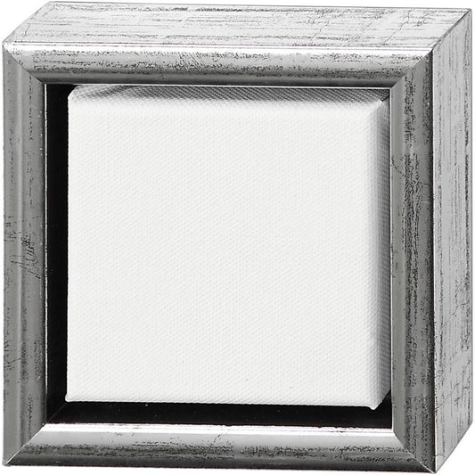 Lerret / canvas med antikk sølvfarget ramme  str: 14 cm x 14cm