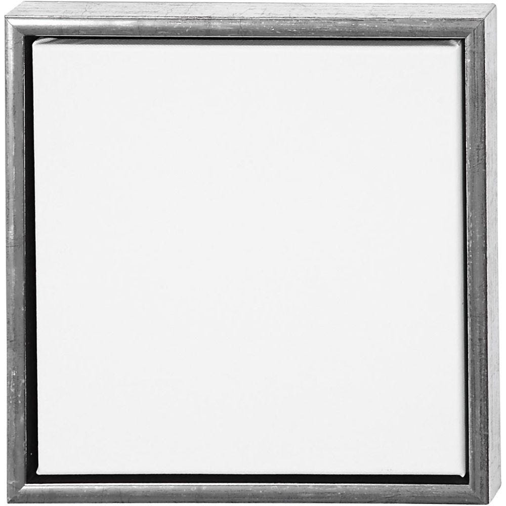 Lerret / canvas med antikk sølvfarget ramme  str: 34 cm x34cm