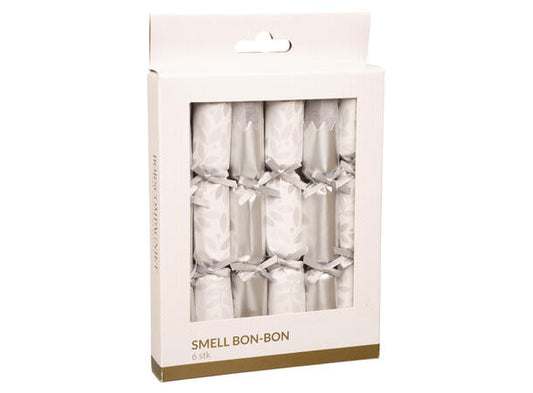 KNALLBON-BON - hvit/sølv med sløyfe 2ass 15cm 6 stk