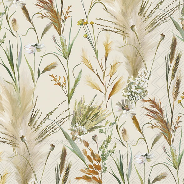 Servietter - lunsj - Dried flowers cream - Lunsjserviett 20 stk 3-lags 33x33cm