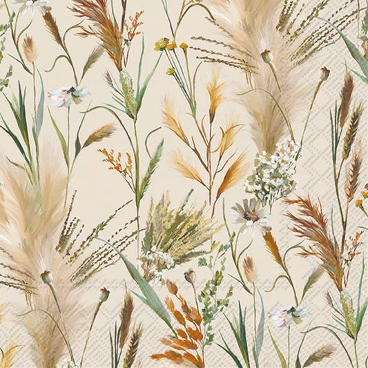 Servietter - lunsj - Dried flowers cream - Lunsjserviett 20 stk 3-lags 33x33cm