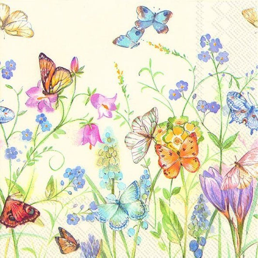 Servietter - lunsj - 33x33cm - Butterflies And Blossoms White Lunch