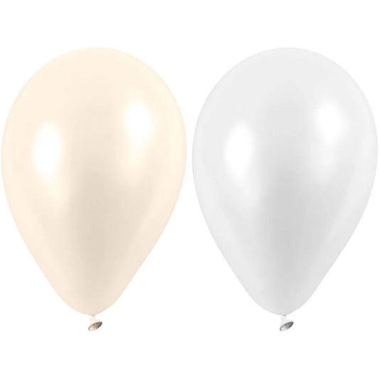 Ballonger hvit / perlemor Ø23cm 10stk i pk
