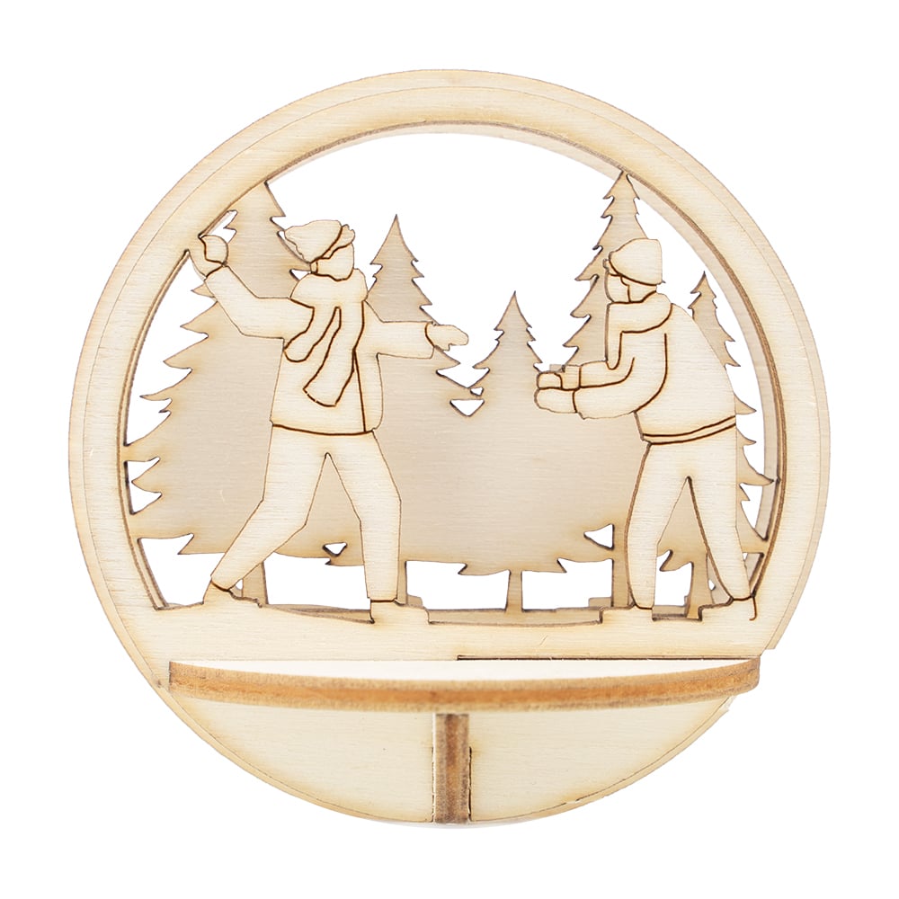 3D Figursett i tre til julekuler - 10 ulike motiver å velge i, passer til julekule Ø: 80mm