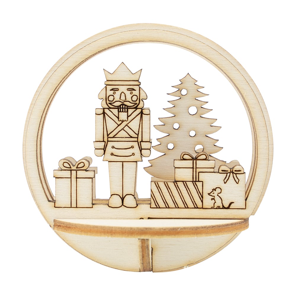 3D Figursett i tre til julekuler - 10 ulike motiver å velge i, passer til julekule Ø: 80mm