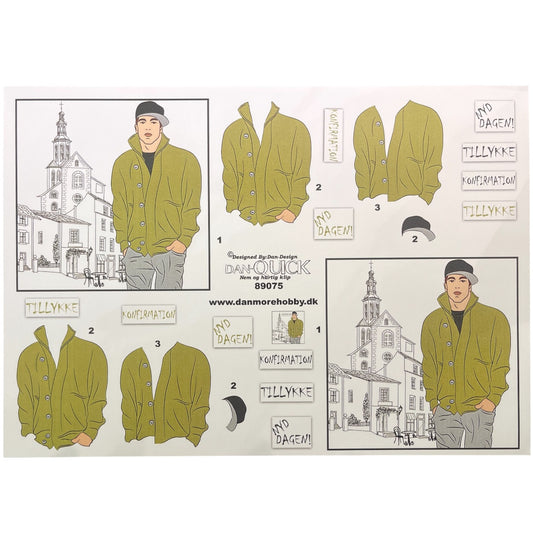 3D klippark - konfirmant - Ungdom med grønn genser