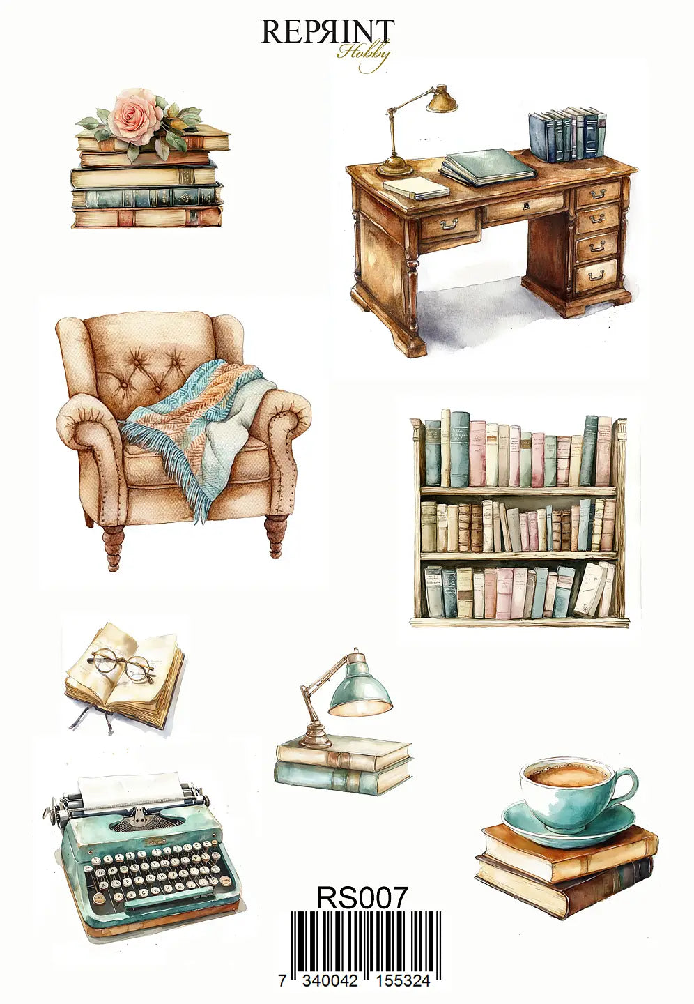 NYHET! Reprint klistremerker - The bookshop Collection -  11x16cm