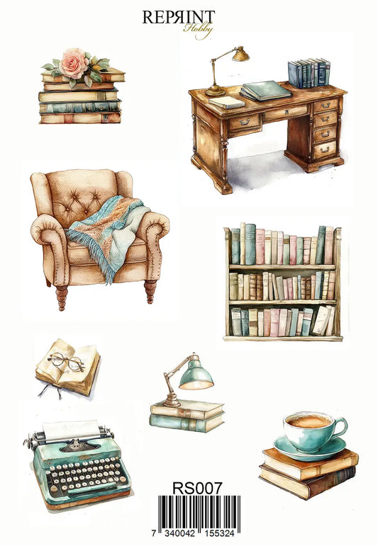 NYHET! Reprint klistremerker - The bookshop Collection -  11x16cm