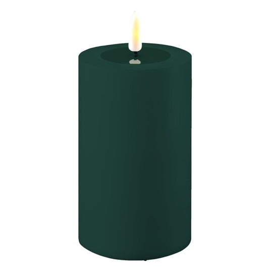LED Candle - 1 stk kubbelys ( utendørs / vantett) Mørk grønn D:7,5 cm x H: 12,5cm