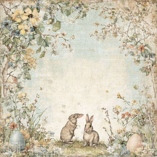 NYHET! Reprint  -  Hello Spring- Spring bunnies- 12x12- RP0737