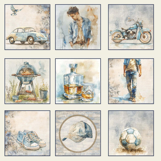 Reprint mønsterark - Guys - Cards RP0634