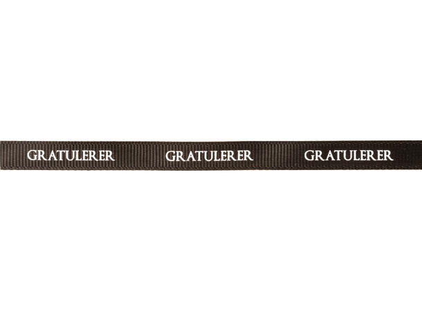 Bånd med norsk tekst «Gratulerer» – 10 mm – Flere farger