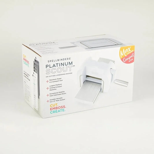 Spellbinders Platinum Scout Die Cutting & Embossing Machine white-incl. starter kit - Liten smart die-kuttemaskin/ embossingmaskin med tilbehør.