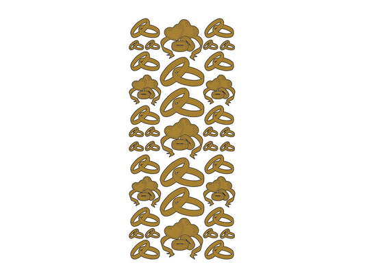 Klistremerker - Hjerter / ringer - gullfarget