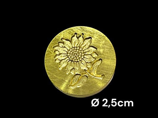 NYHET! Lakkstempel- wax sealing coin- Blomst solsikke 🌻 Ø:25mm