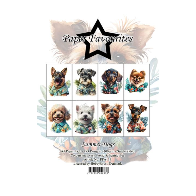 Paper Favourites - Summer Dogs A5 Paper Pack PFA119