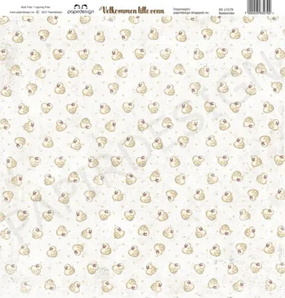 Papirdesign - mønsterark 12x12´ - velkommen lille venn - badeender - pd17279