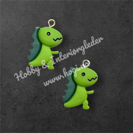 Charms - metallcharms - miniatyr : 3D Dinosaur  2 stk pr pk