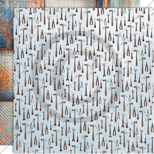 NYHET! Papirdesign mønsterark 12x12- Ungdomstid- HAMMER OG SAG