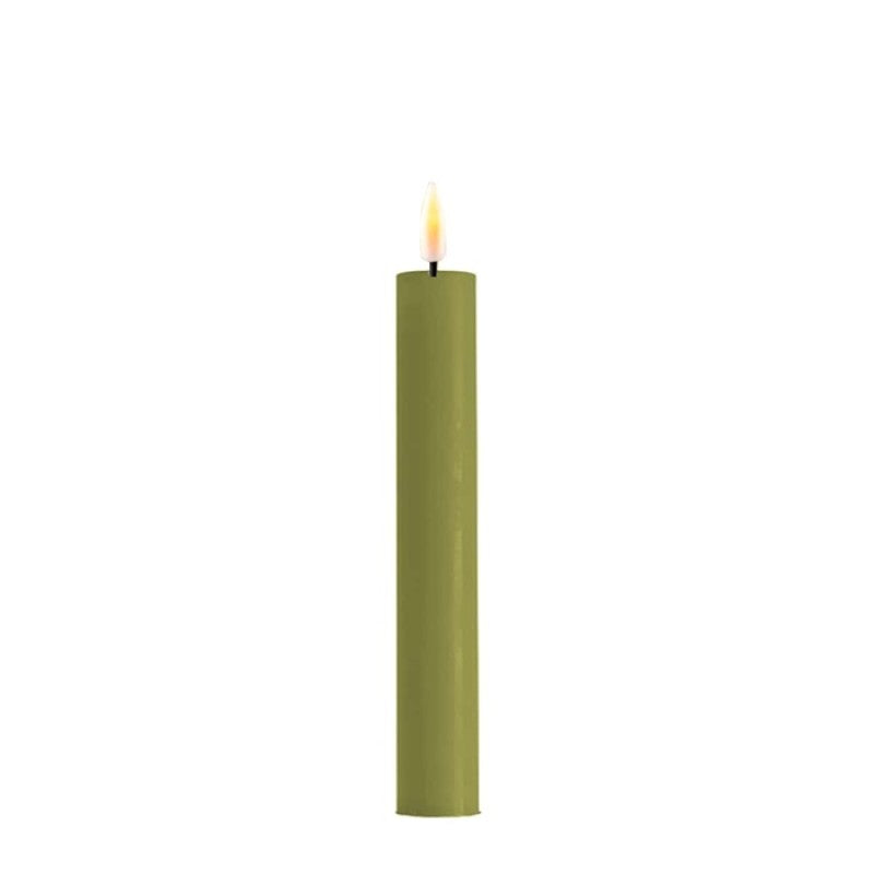 LED Dinner Candle - Oliven grønn / olive green LED kronelys. H:15 cm