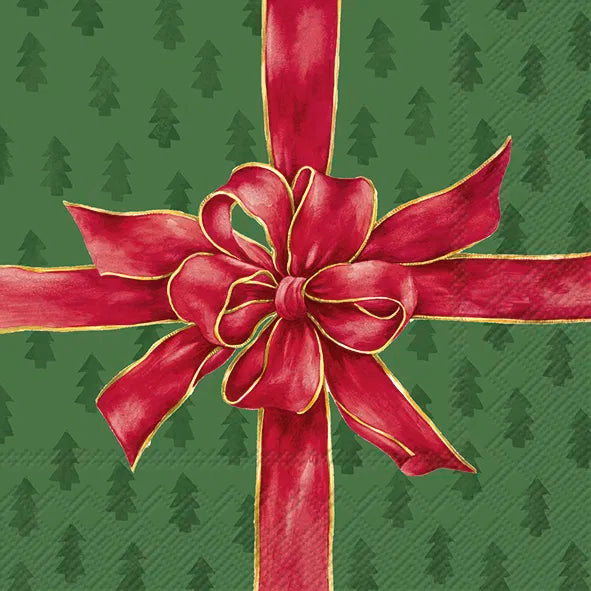 Servietter - lunsj -  Christmas Bow  green red - Lunsjserviett 20 stk 3-lags 33x33cm