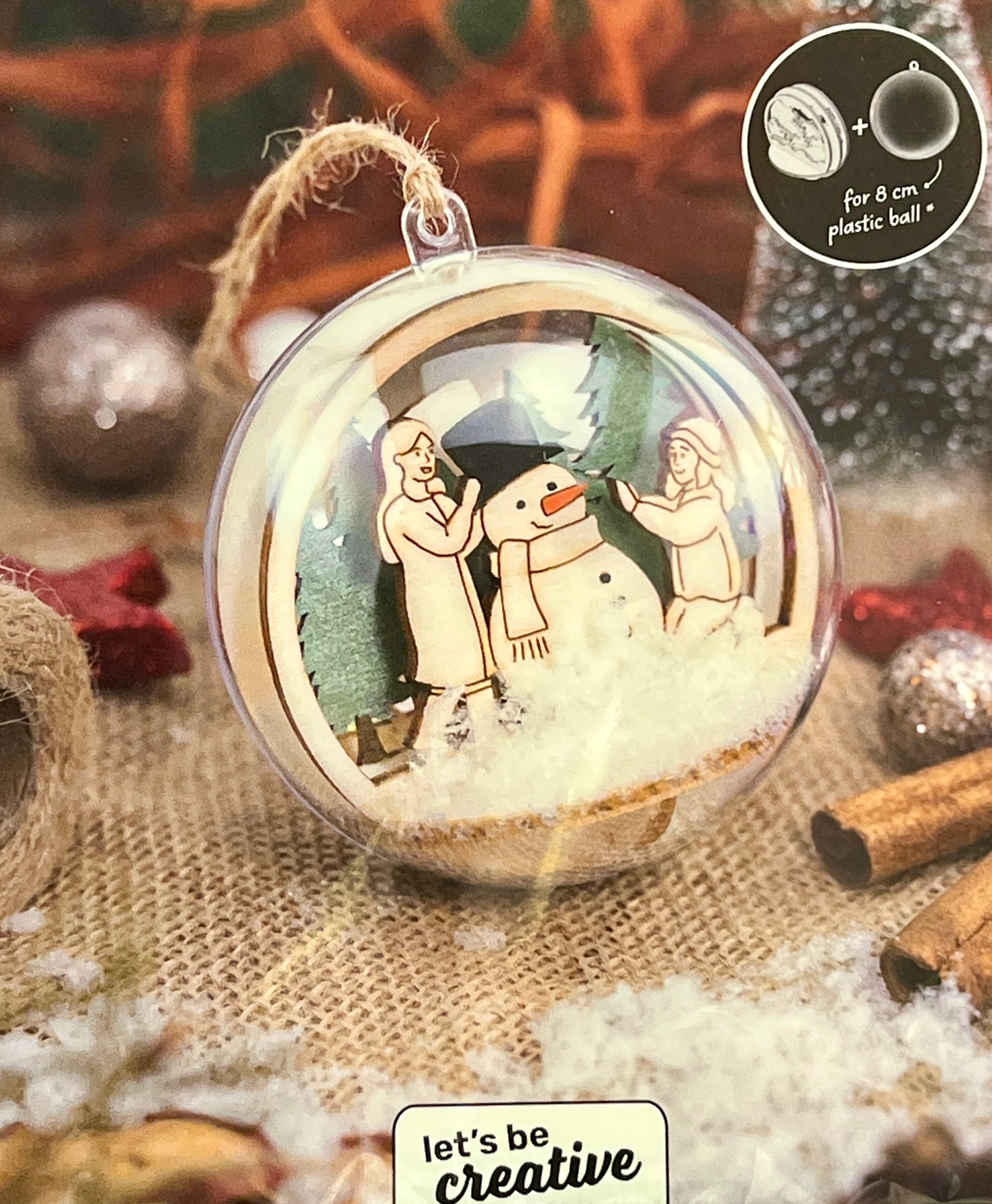 3D Figursett i tre til julekuler – Julekule Ø: 78mm