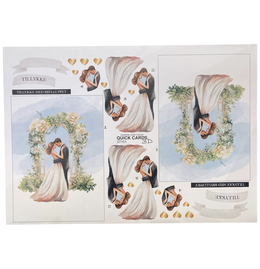 3D klippark - Brudepar ved bryllups-bue