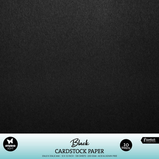 Studio Light sort kartong 10 stk 12x12 black cardstock paper