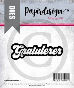 Papirdesign tekstdie -  Gratulerer 11 -  die m/skyggedie pd 1900049