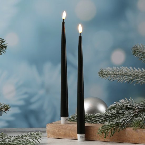 LED Dinner Candle - 2 stk LED   . Ø2x H28 cm.  sort