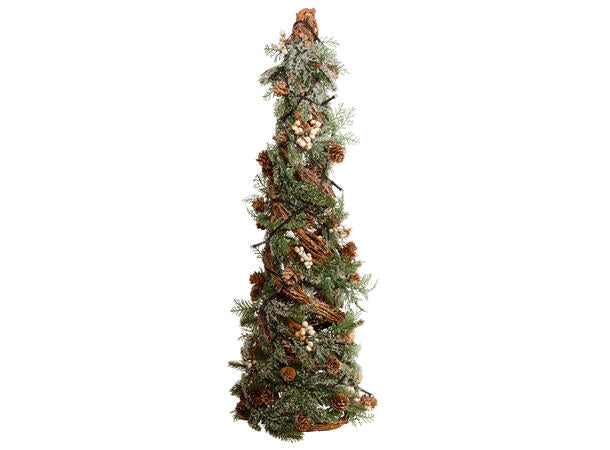 Juletre - LED-lys - kongler og hvite bær - h:62cm