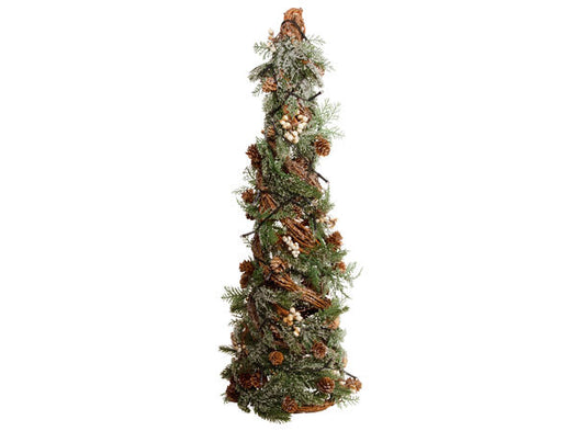 Juletre - LED-lys - kongler og hvite bær - h:62cm