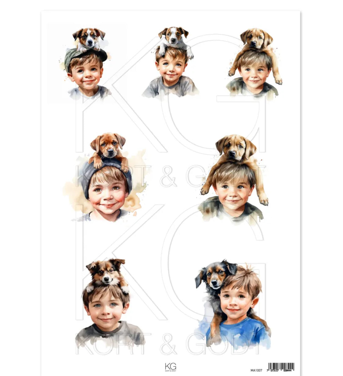 Kort & Godt Motivark Gutt hund