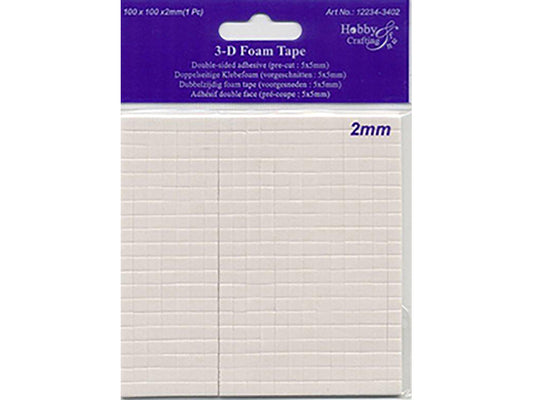 3D limputer / foam squares, Selvklebende, 400 stk 100x 100 x 2mm - 3d puter- hvit