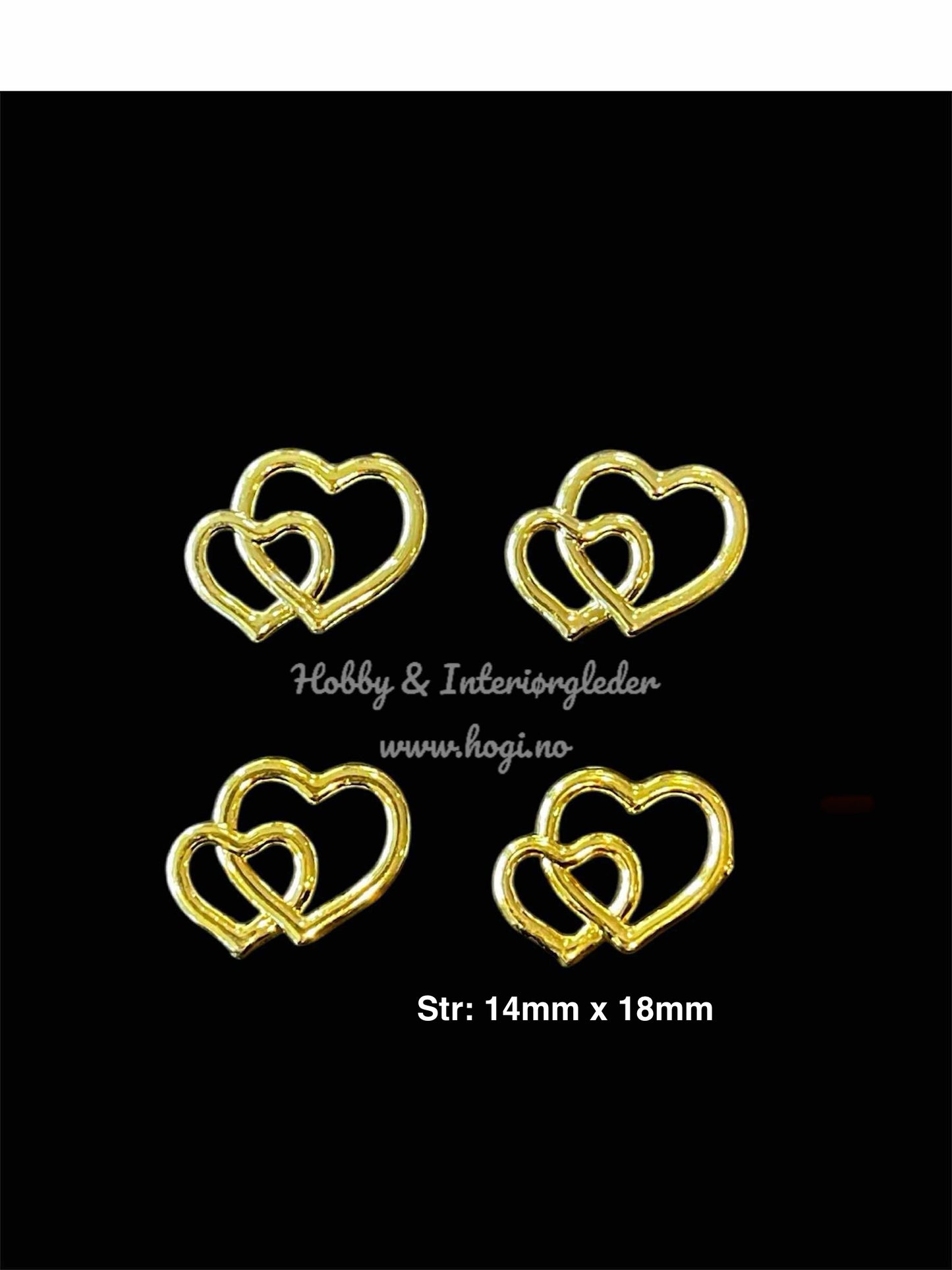 Charms - doble hjerter  - 4 stk - velg farge.