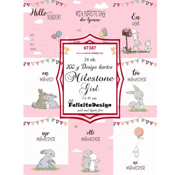 Toppers/motiv Milestone girl/ milepæl - jente / babys første år - rosa
