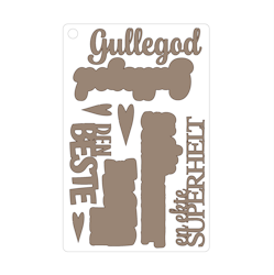 NYHET! Gullegod , selvklebende laserkutt på plate 9x14cm