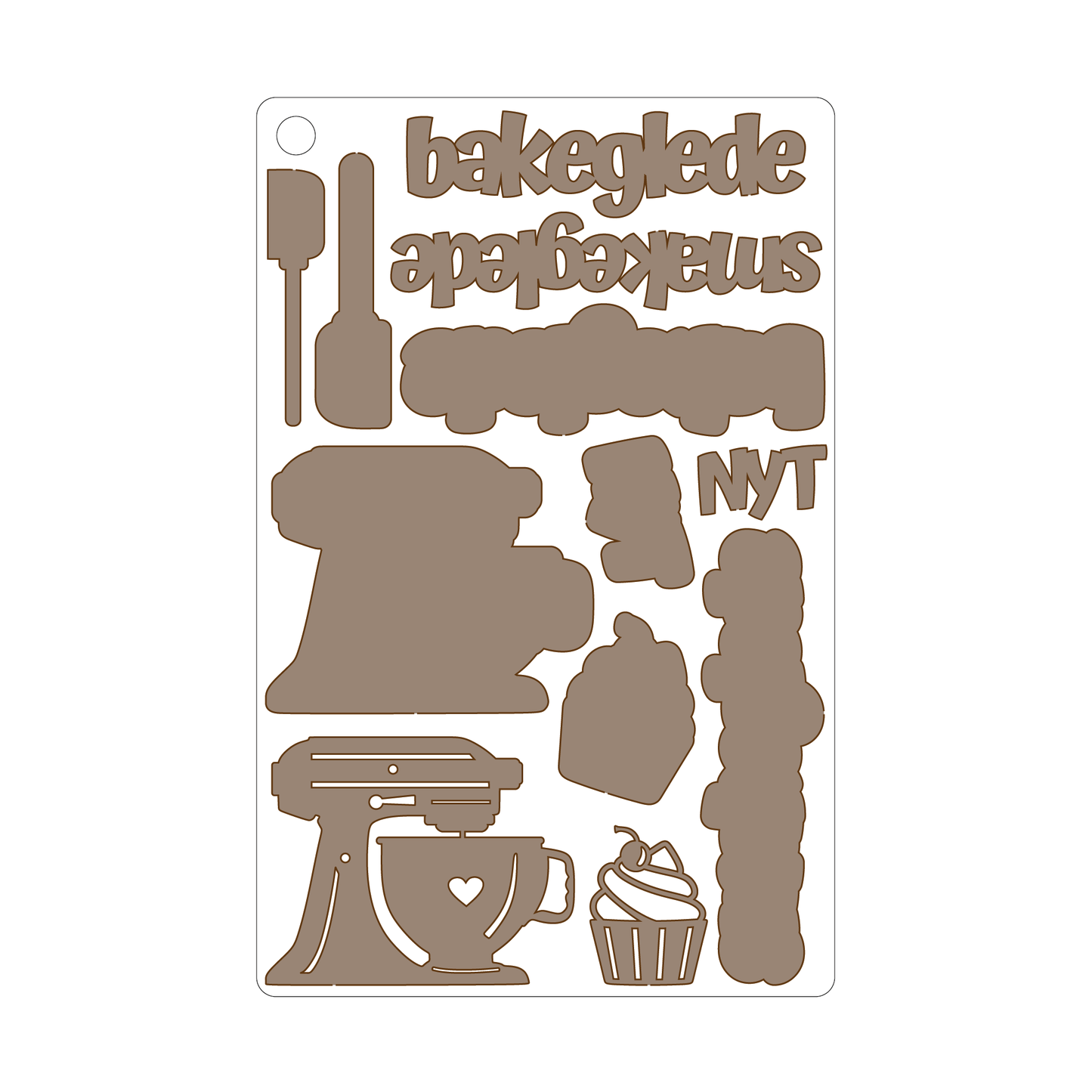 NYHET! Bakeglede, selvklebende laserkutt på plate 9x14cm