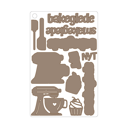 NYHET! Bakeglede, selvklebende laserkutt på plate 9x14cm