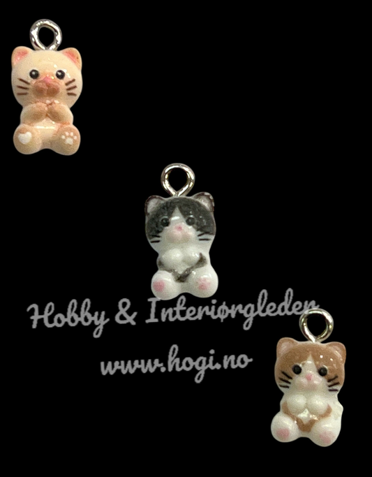 Charms - metallcharms - miniatyr : katt / pus / kitty /kitten 3 stk pr