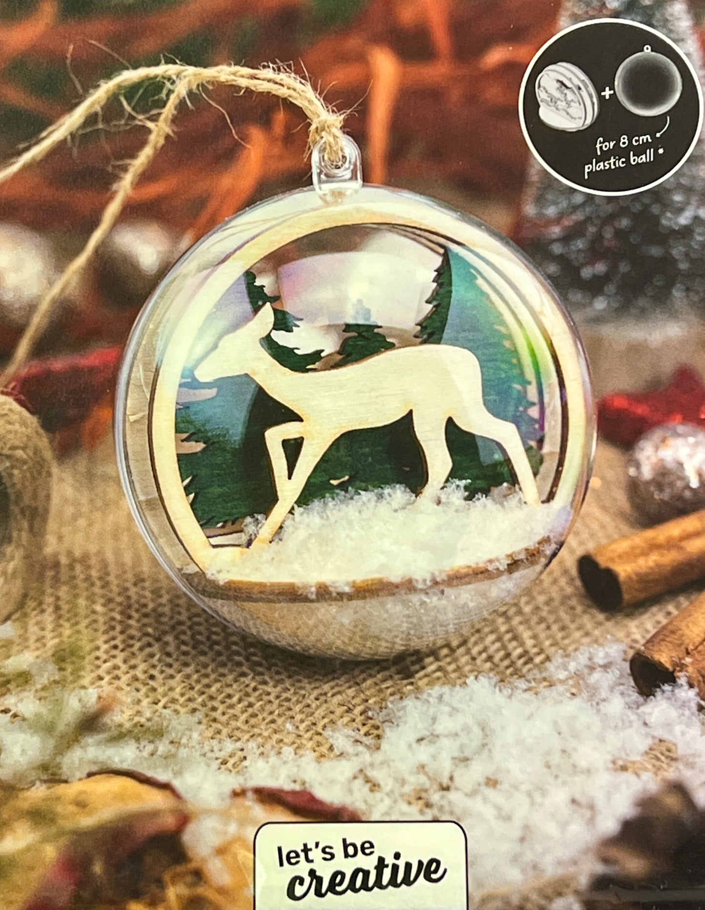 3D Figursett i tre til julekuler - 10 ulike motiver å velge i, passer til julekule Ø: 80mm