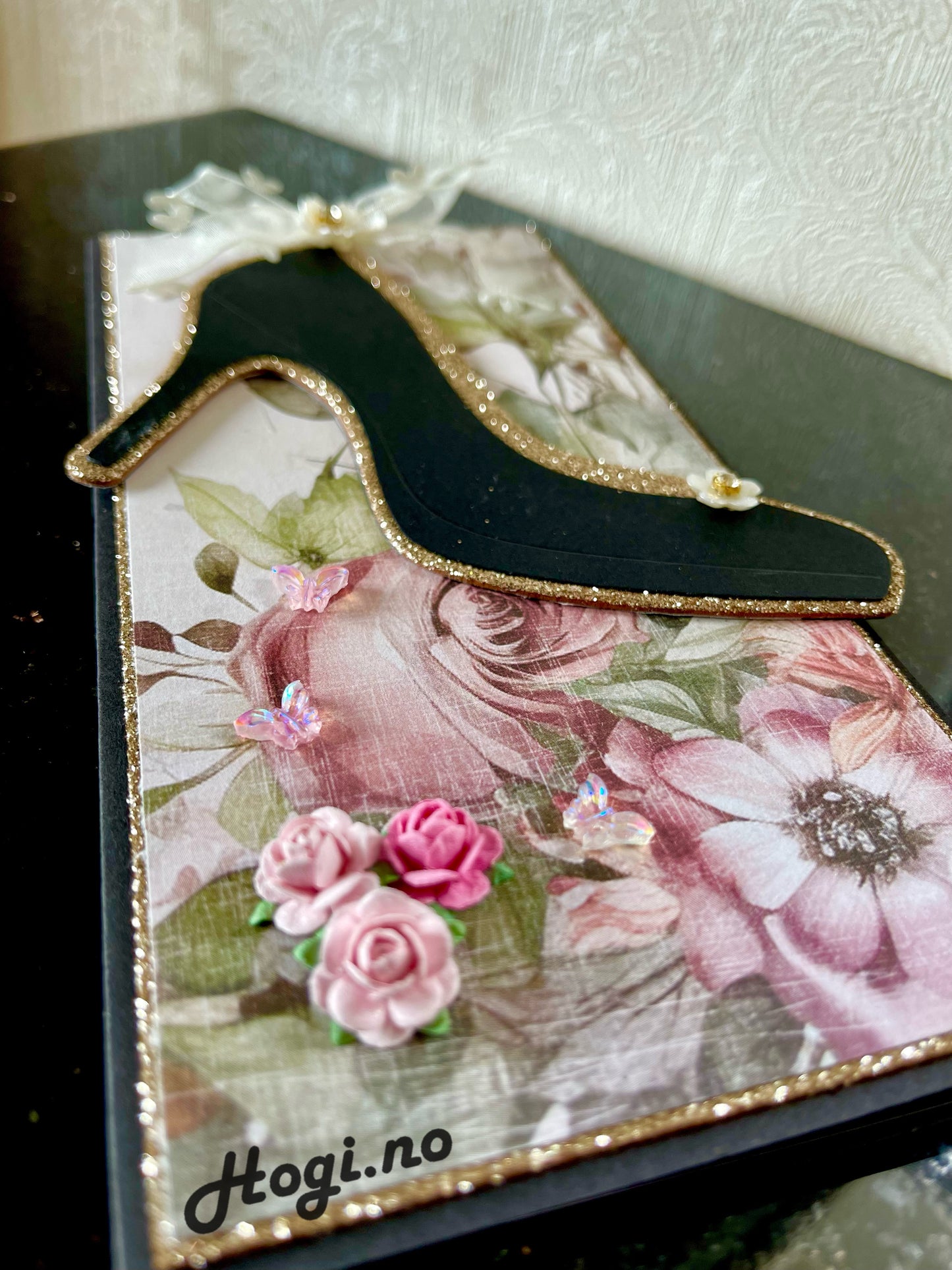 Papirdesign blomst roser lys rosa og mørk rosa Ø10mm 50stk