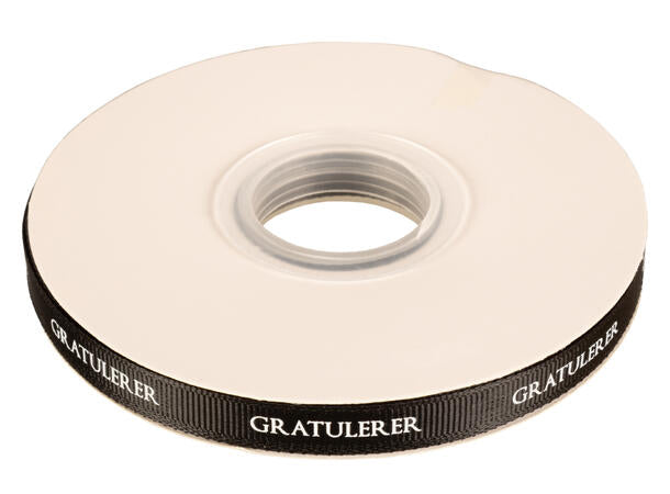 Bånd med norsk tekst «Gratulerer» – 10 mm – Flere farger