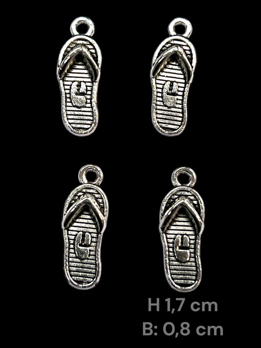 Charms - metallcharms - miniatyr : Sandaler 4 stk pr pk