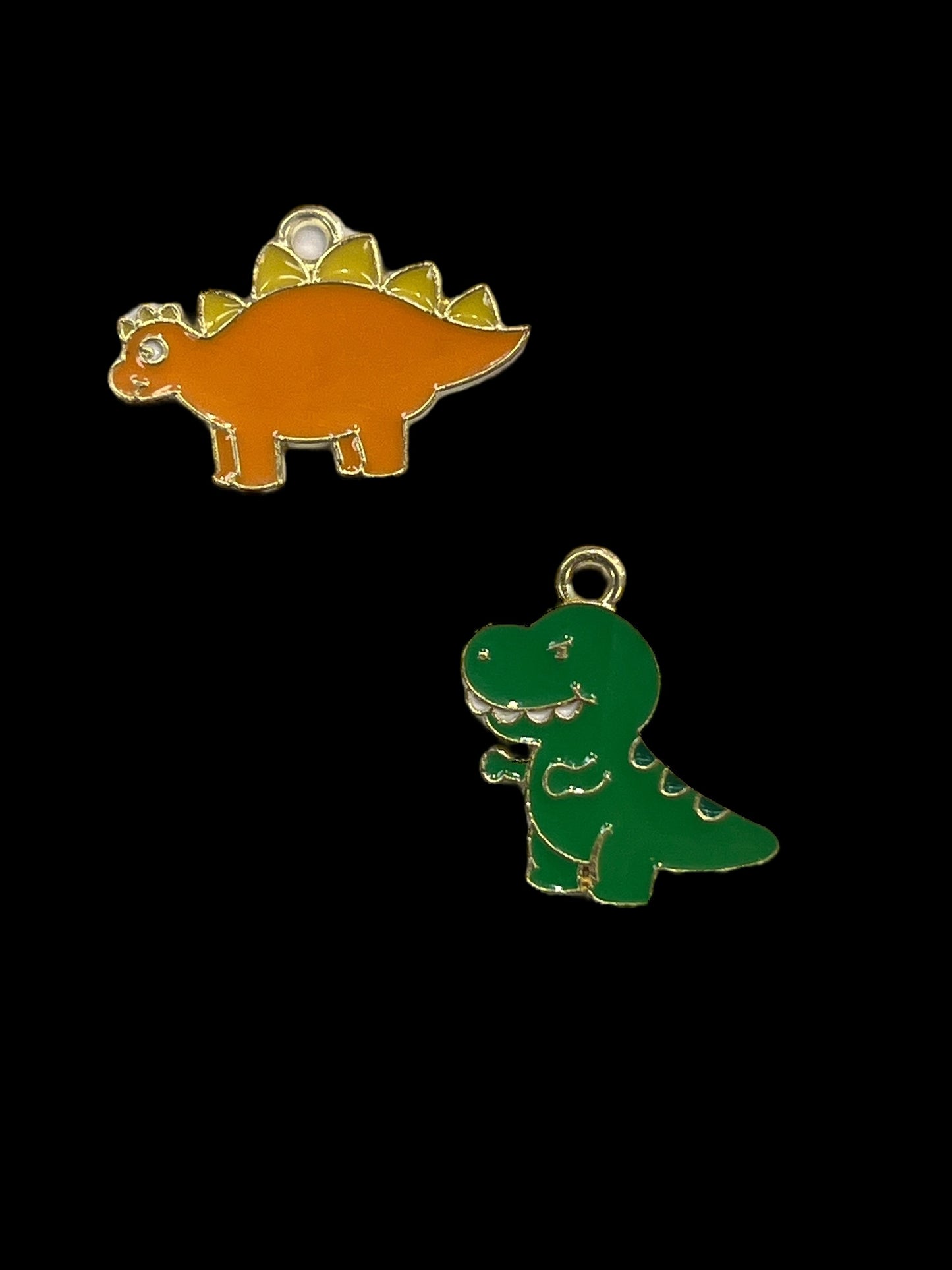 Charms - metallcharms - miniatyr : Dinosaur  2 stk pr pk  assortert